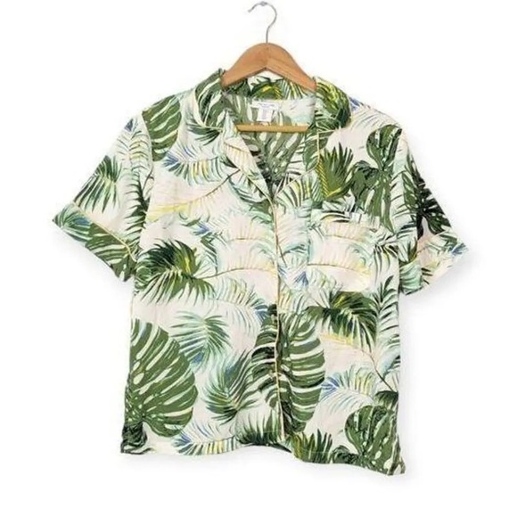 TABITHA WEBB INTIMATES | Anthropologie Tropical Leaf Print Women's Satin PJ Set - Picture 10 of 15
